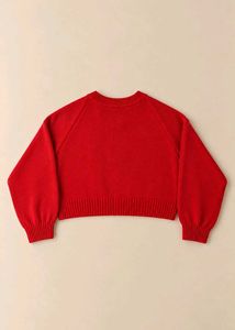RED RIBBED CREWNECK SWEATER