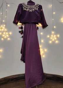 Elegant Embroidered Purple sharara Choli