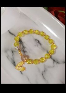 Charming Yellow Beaded Heart Bracelet
