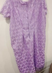 Elegant Lilac Lace &amp; Satin Dress
