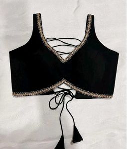 Stylish Black Lace-Up Blouse