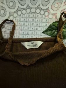 Brown Lace Trim Cami Top🤎☀️