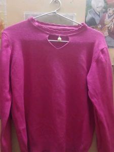 Pink Knit Top with Pearl Detail