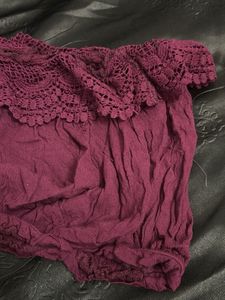 Maroon Crochet Off-Shoulder Top