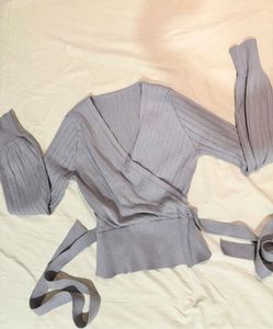 🫒Ribbed Wrap Long Sleeve Top