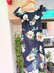Floral Off-Shoulder Wrap Dress