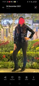 Shainy black and blue velvet top