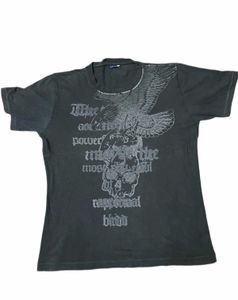Edgy Eagle and Skull Graphic Print T-Shirt