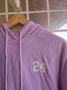 Purple &amp; Lilac Contrast Sleeve Backless Hoodie