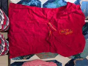 Embroidered Red Kurta