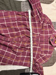 Maroon Plaid Button-Up Shirt