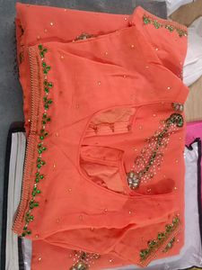 Heavy Moti Work Peacock Design Saree