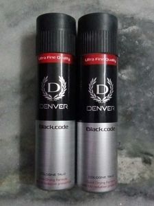 pack of 2 Denver Black Code Cologne Talc