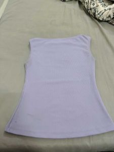 Lavender Sleeveless Boat Neck fitted Top