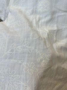 Cream Embroidered Button-Up Shirt