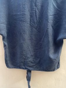 Stylish Navy Blue Tie-Front Top