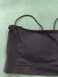 Black Ribbed Seamless Bralette