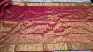 Elegant Red Saree with Gold Border