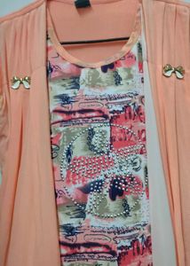 Sleevless Top With Attached  Flared Shrug