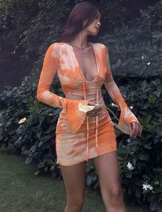Tie-Dye Maxi Dress with Flowy Sleeves
