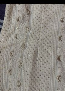 Elegant White Sequined Kurta Set