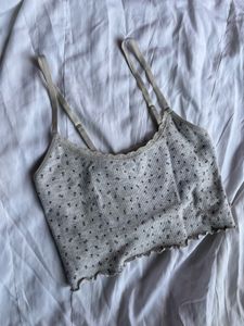 Cute Floral Crop Top with Lace Trim