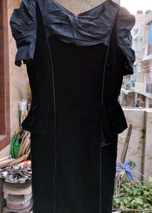 Vintage Black Velvet Peplum Dress