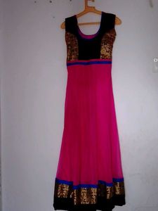 Pink & Black Anarkali Dress