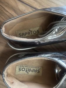 Shiny Metallic Lace-Up Shoes