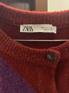 Zara Cozy Argyle Knit Cardigan