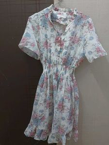 Floral Print Puff Sleeve Mini Dress