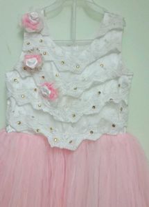 Pink Princess Tulle Dress with Flowers