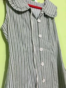 Striped Button-Up Mini Dress