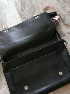 Classic Black Leather Messenger Ba