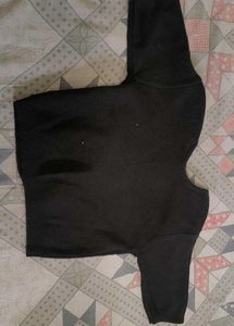 Black Cropped Turtleneck Top