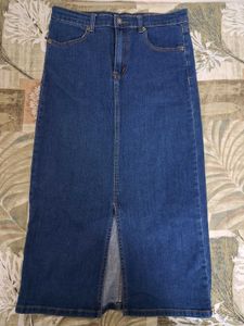 Classic Blue Denim Maxi Skirt