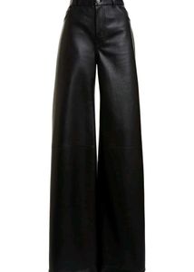 Black Faux Leather Wide-Leg Pants | Size 28