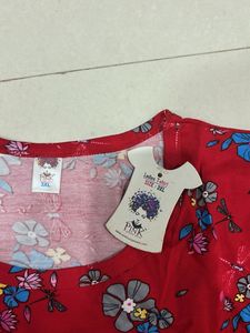 Cute Floral Print Red Top