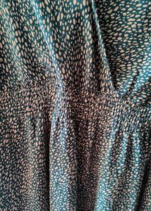 Teal &amp; White Polka Dot Empire dress