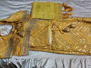 mirror work lahenga only once worn good condition