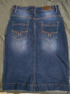 Blue Denim Button-Up Skirt