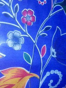 Vibrant blue bedsheet with Floral Print , two pill