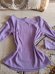 Lavender Ribbed Long Sleeve Top