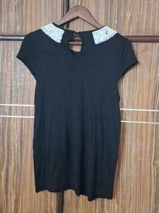 Beads Neck Design Black Top