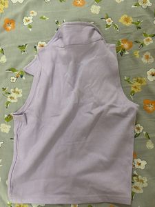 Lilac V-Neck Collared Crop Top