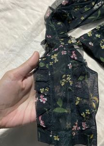 Floral Mesh Crop Top