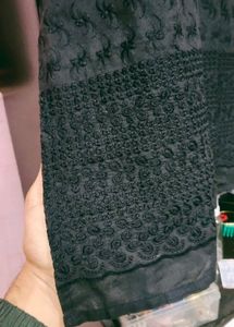 Sleeveless Black Chikankari Kurti