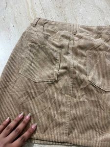 Tan Corduroy Mini Skirt
