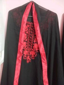 Elegant Black &amp; Red Kurta Set