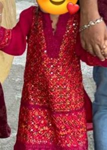 Elegant Embroidered Red Kurta